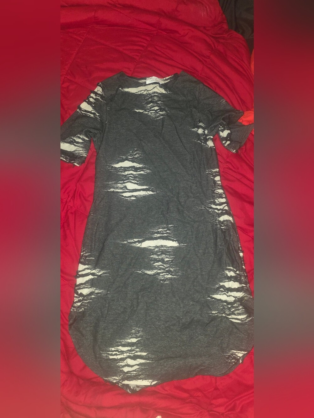 Women's Gray & White Short Sleeve Casual Dress